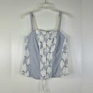 NEW CACIQUE SEERSUCKER FLORAL LACE COQUETTE CORSET